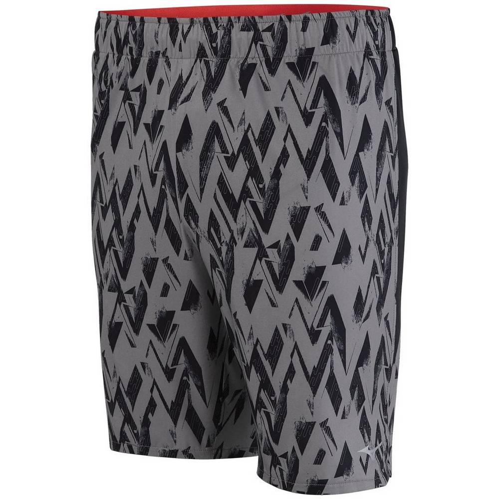 Mizuno Men's Alpha Printed 8.5" Running Shorts Grey/Black (421678-JRP)